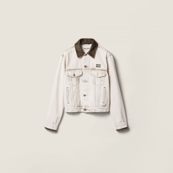 Miu Miu Denim blouson jacket White