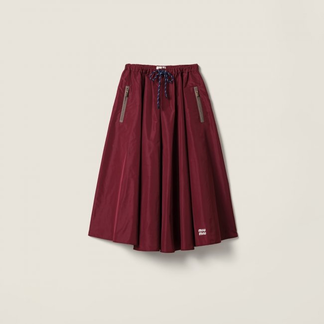 Miu Miu Technical fabric skirt Amaranth Red / Maize Yellow
