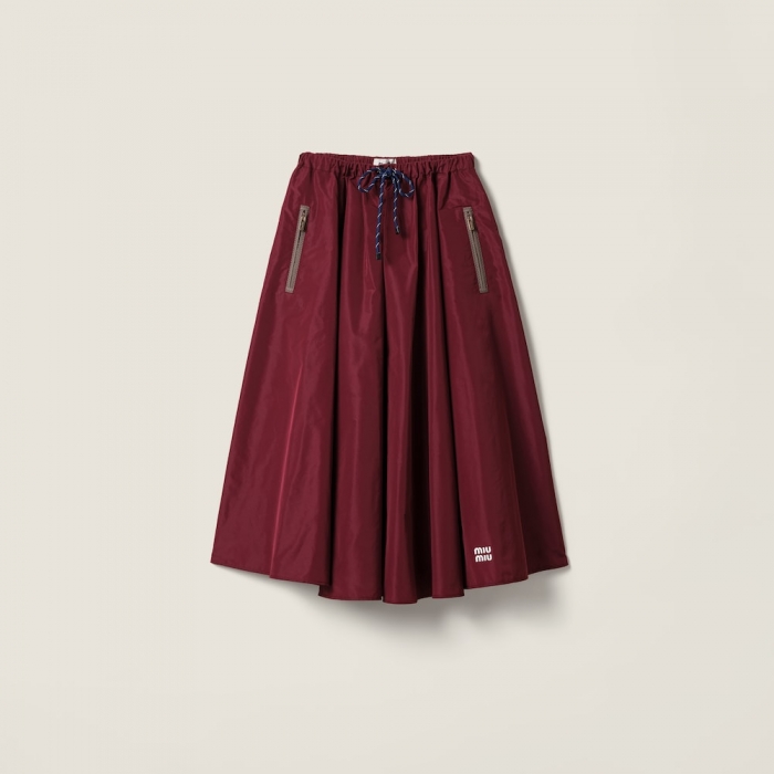 Miu Miu Technical fabric skirt Amaranth Red / Maize Yellow