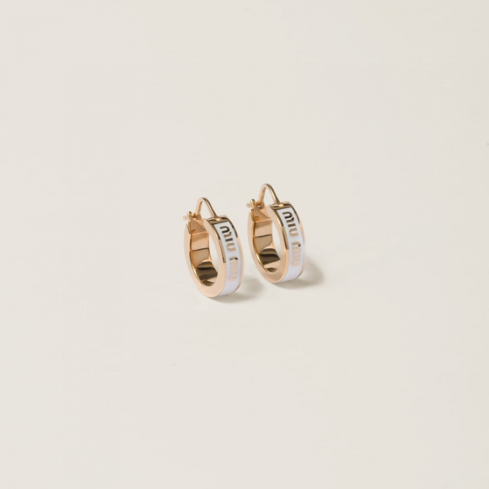 Miu Miu Enameled metal earrings White
