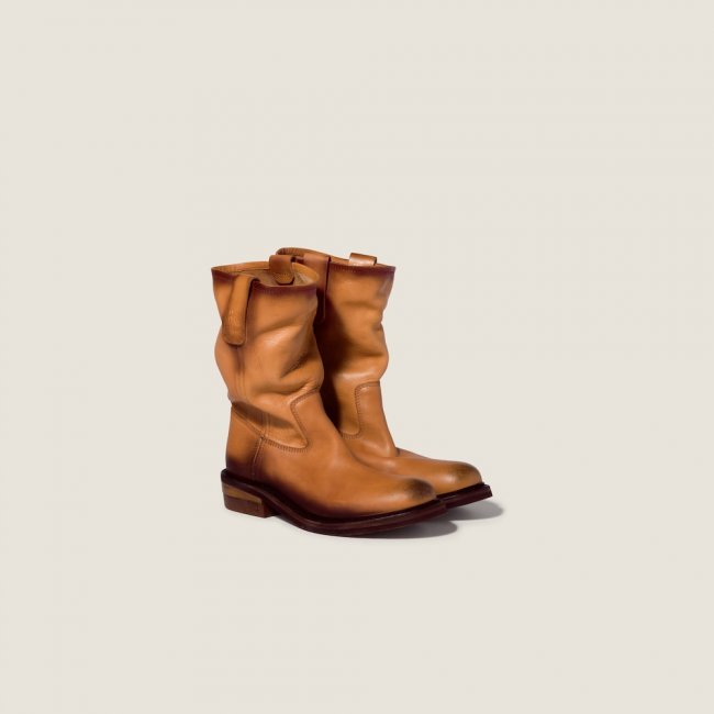 Miu Miu Calf leather booties Light Tan