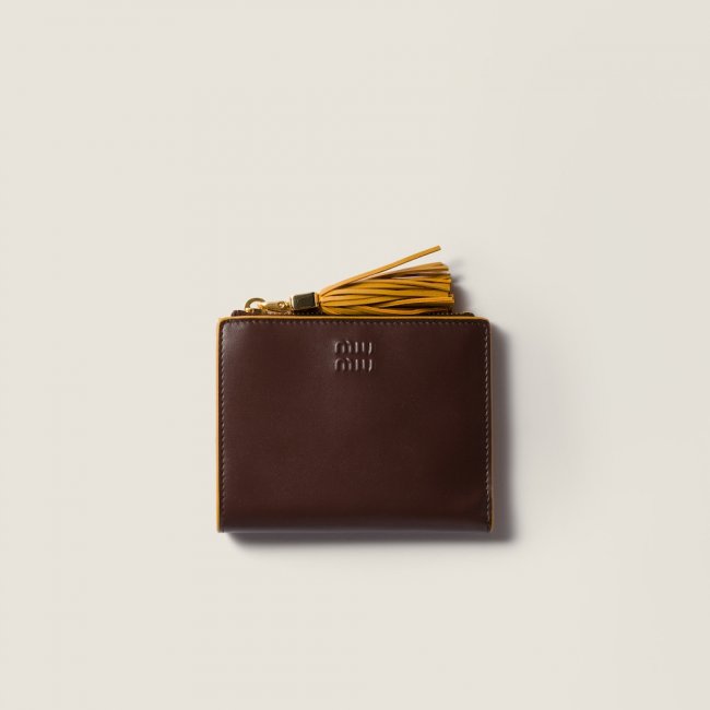 Miu Miu Small leather wallet Briarwood / Whisky