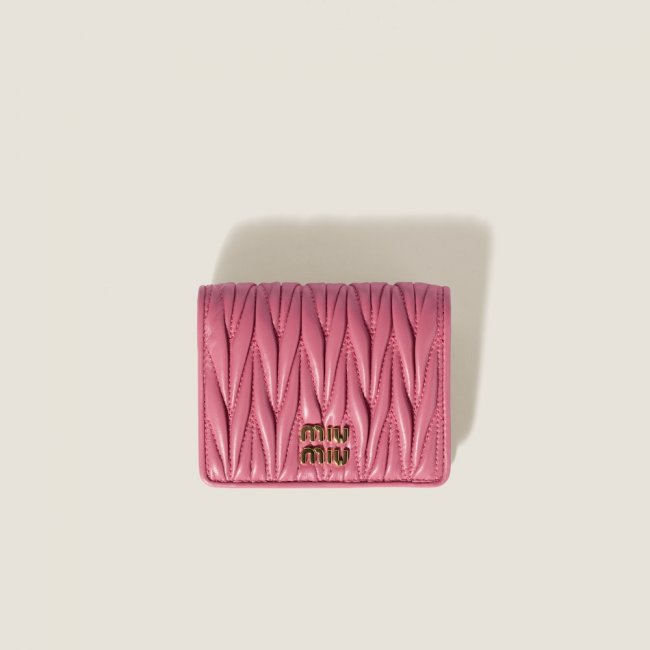 Miu Miu Small matelassé nappa leather wallet Begonia Pink