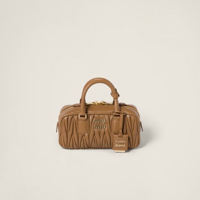 Miu Miu Arcadie matelassé nappa leather bag Caramel