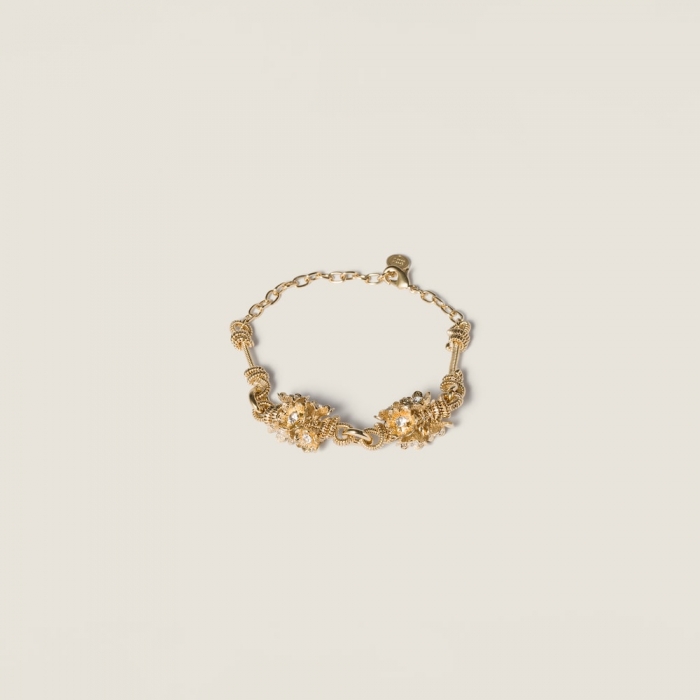 Miu Miu Metal bracelet with crystals Gold / Crystal