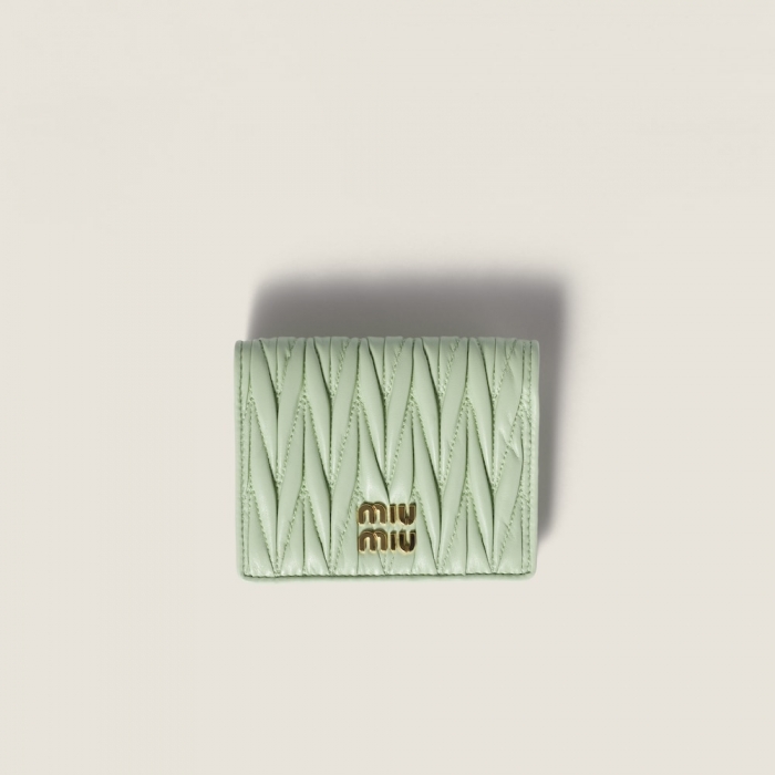 Miu Miu Small matelassé nappa leather wallet Aqua
