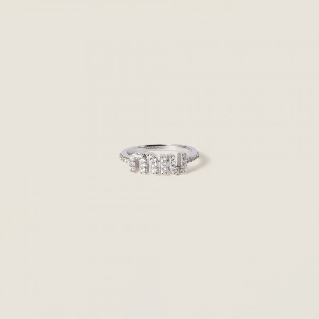 Miu Miu Zircon ring Steel / Crystal
