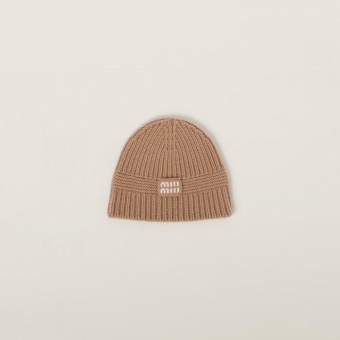 Miu Miu Wool and cashmere beanie - Camel Brown