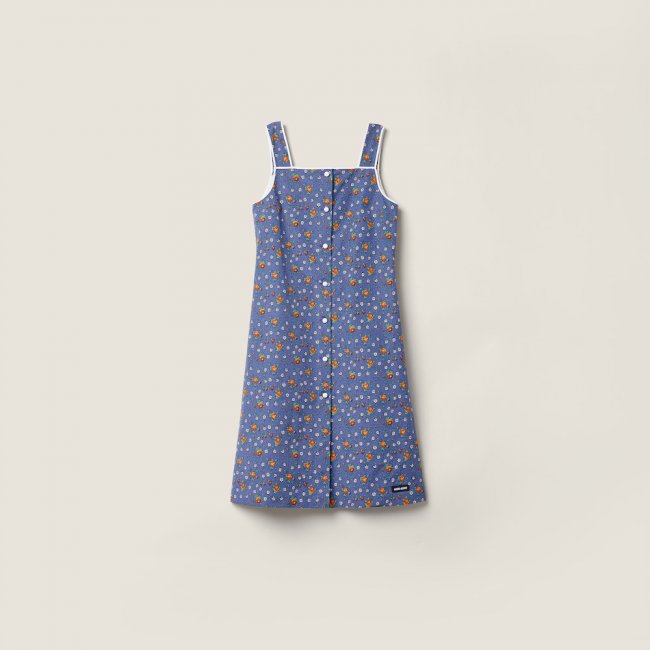 Miu Miu Poplin dress Navy Blue / Orange