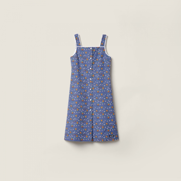 Miu Miu Poplin dress Navy Blue / Orange