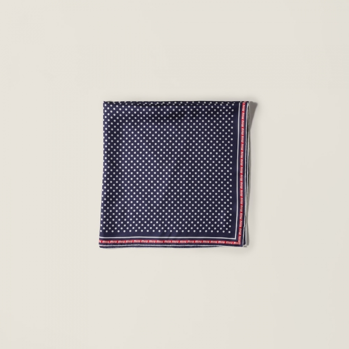 Miu Miu Printed silk scarf - Blue/White