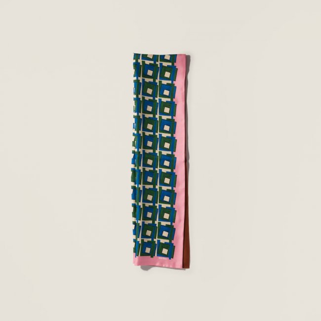 Miu Miu Printed silk scarf - Pink/Laurel Green