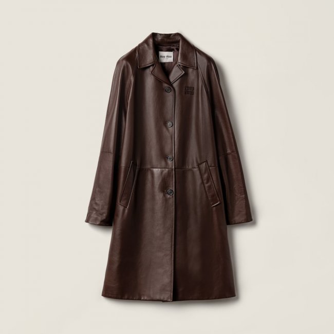 Miu Miu Nappa leather coat Sienna