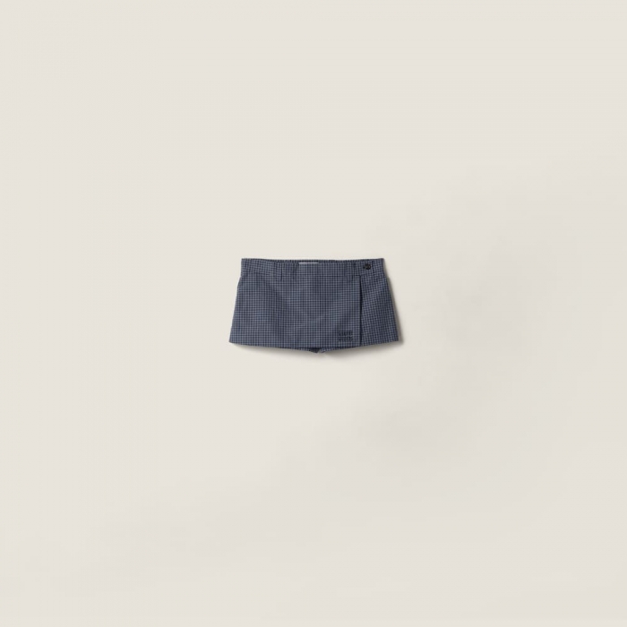 Miu Miu Checked technical fabric mini skort Navy