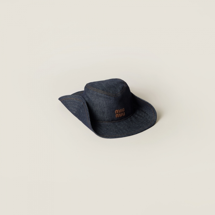 Miu Miu Denim cowboy hat - Blue/Brandy