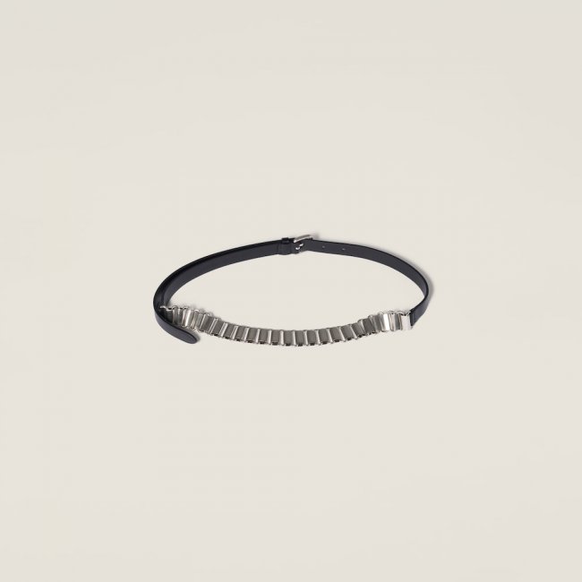 Miu Miu Leather and metal belt - Black