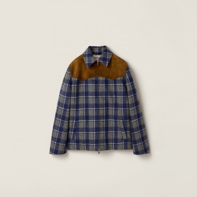 Miu Miu Checked blouson jacket Slate / LightBlue