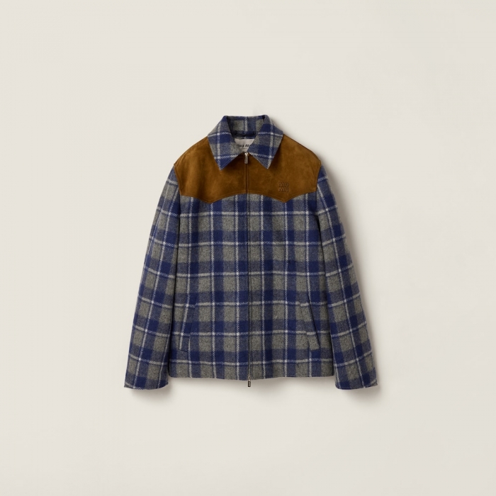 Miu Miu Checked blouson jacket Slate / LightBlue