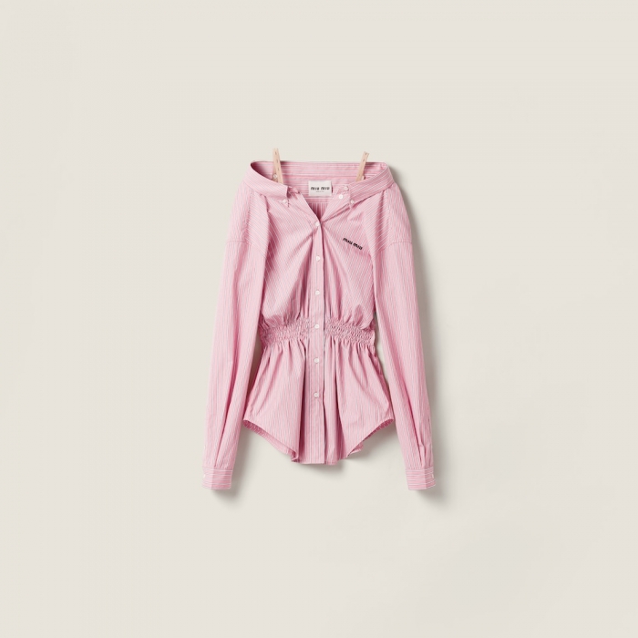 Miu Miu Striped poplin dress Pink