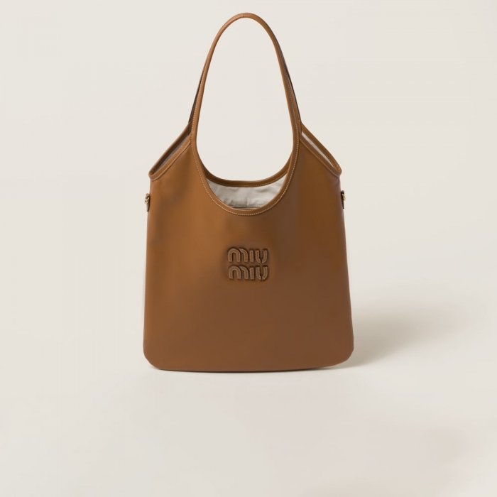 Miu Miu Ivy leather bag Cognac