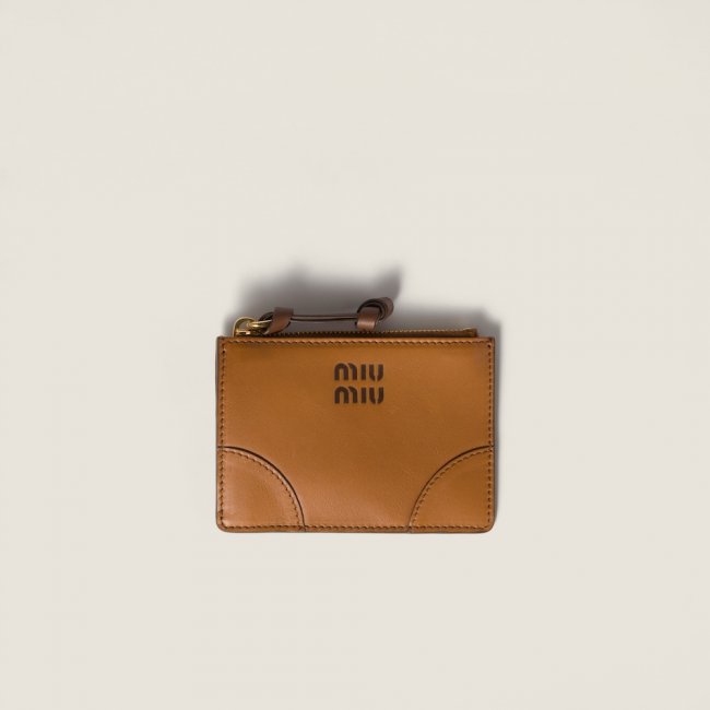 Miu Miu Leather card holder Cognac / Palisander