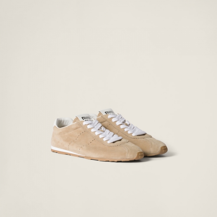 Miu Miu Plume suede sneakers Desert Beige
