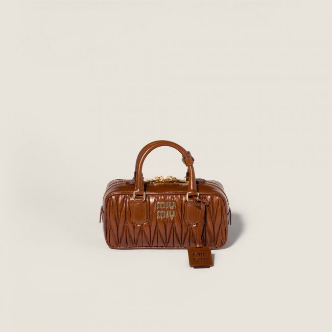 Miu Miu Arcadie shiny matelassé leather bag Palisander