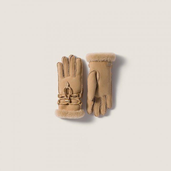 Miu Miu Shearling gloves - Sand Beige