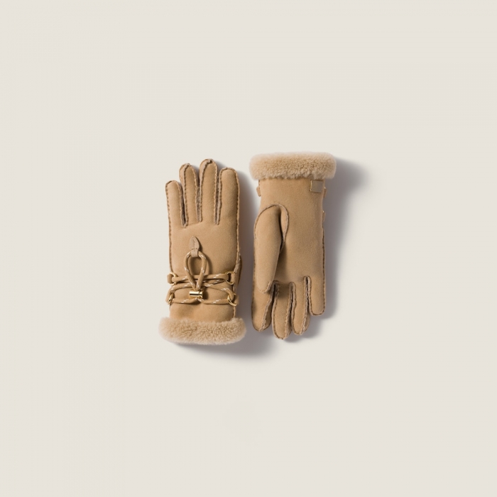 Miu Miu Shearling gloves - Sand Beige