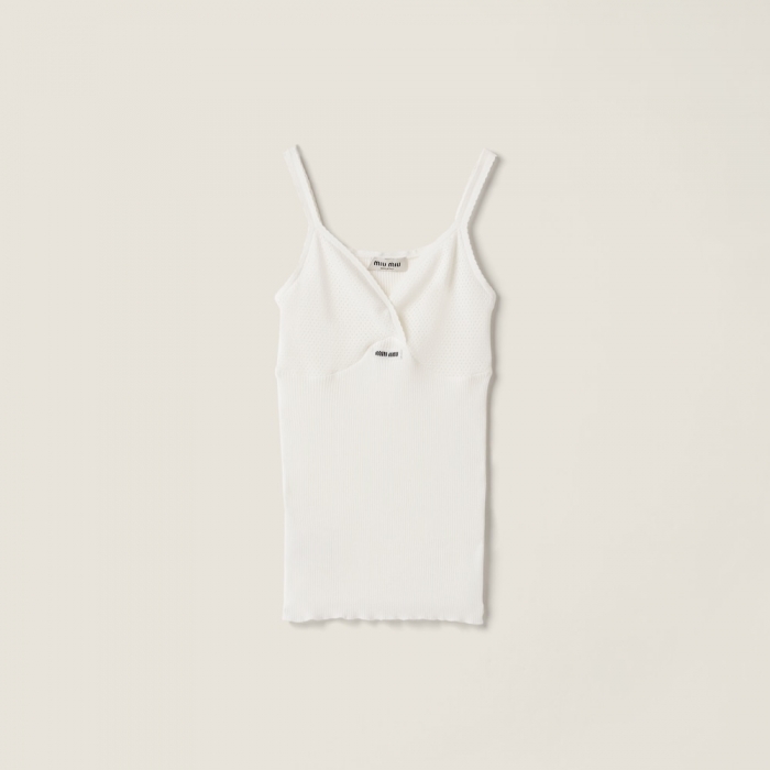 Miu Miu Cotton knit top White