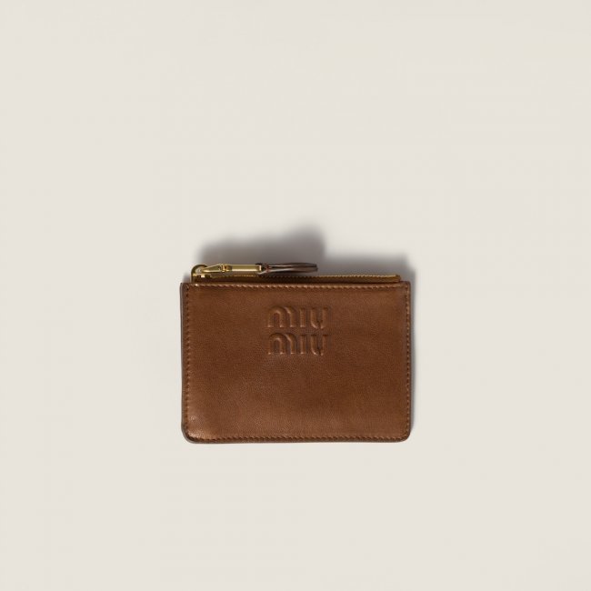 Miu Miu Nappa leather card holder Oak