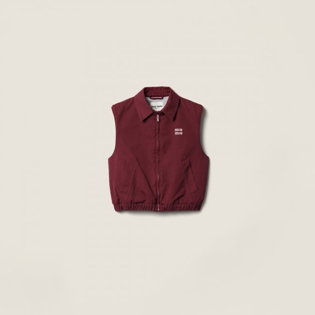 Miu Miu Washed poplin vest Amaranth Red / Maize Yellow