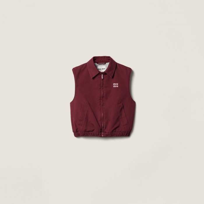 Miu Miu Washed poplin vest Amaranth Red / Maize Yellow