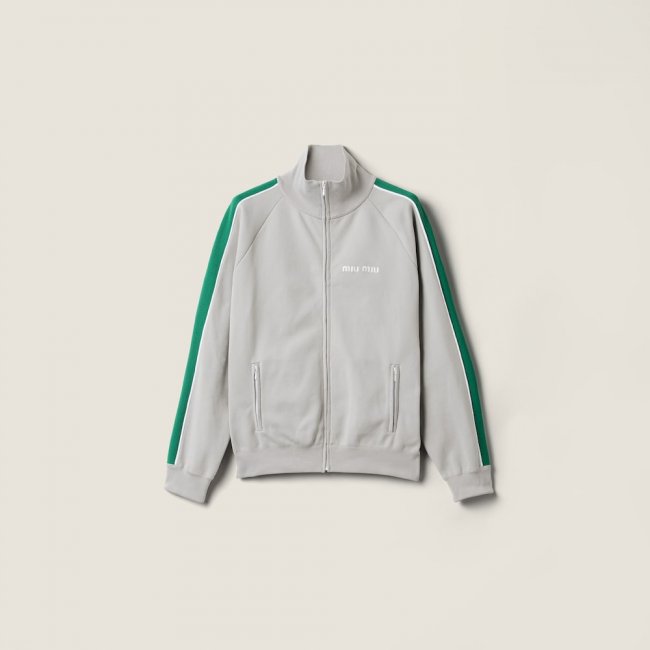 Miu Miu Technical yarn zipper sweatshirt Grey / Green
