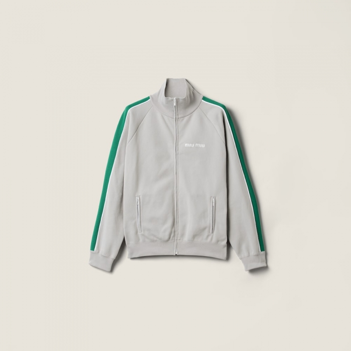 Miu Miu Technical yarn zipper sweatshirt Grey / Green