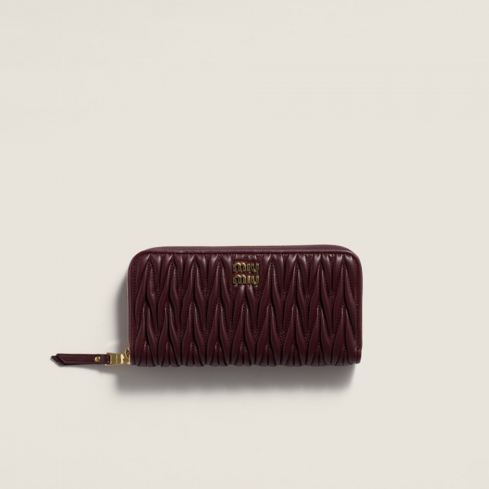 Miu Miu Large matelassé nappa leather wallet Burgundy