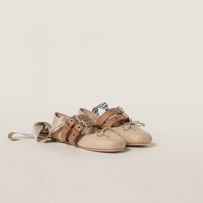 Miu Miu Nappa and calf leather ballerinas Cord