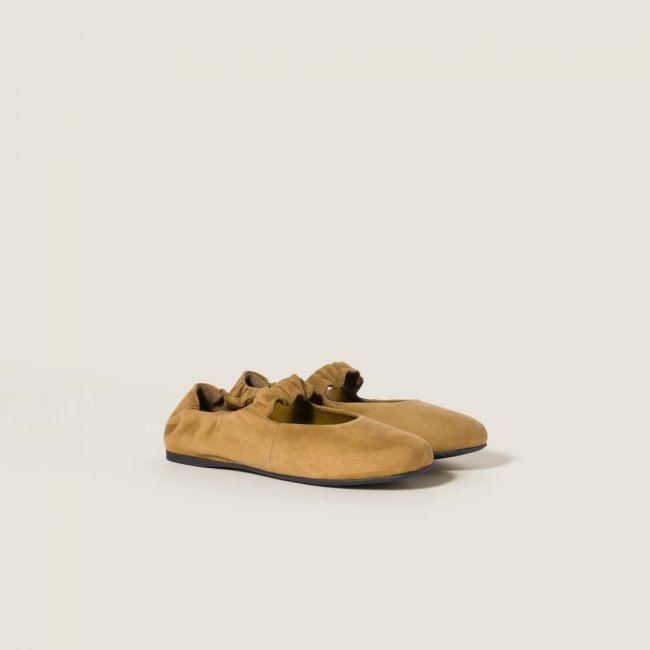 Miu Miu Ruches suede ballerinas Olive Green