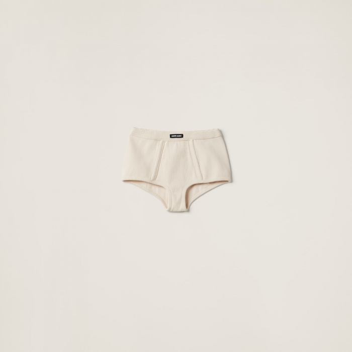Miu Miu Garment-dyed ribbed boxer shorts Natural