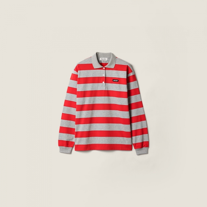 Miu Miu Striped jersey polo shirt Red / Gray