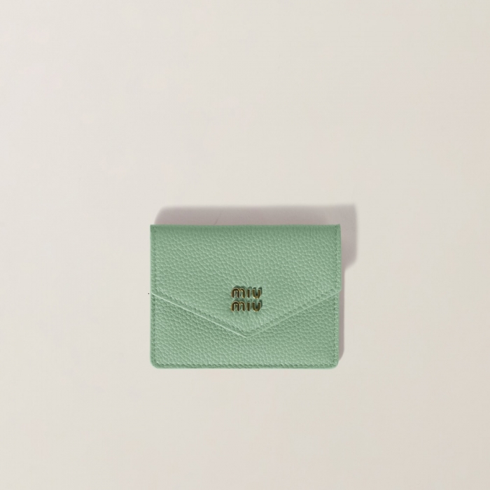 Miu Miu Leather card holder Aquamarine