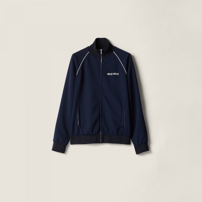 Miu Miu Technical jersey blouson jacket Navy