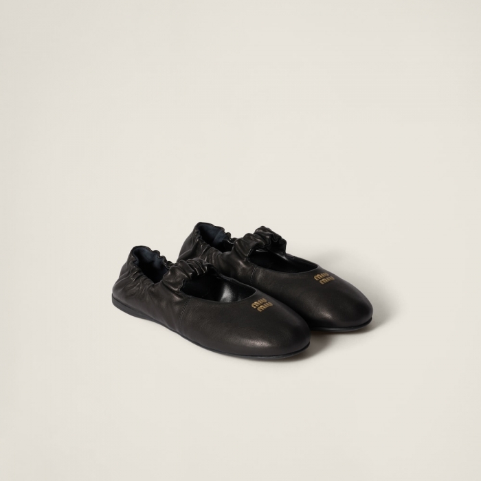 Miu Miu Ruches nappa leather ballerinas Black