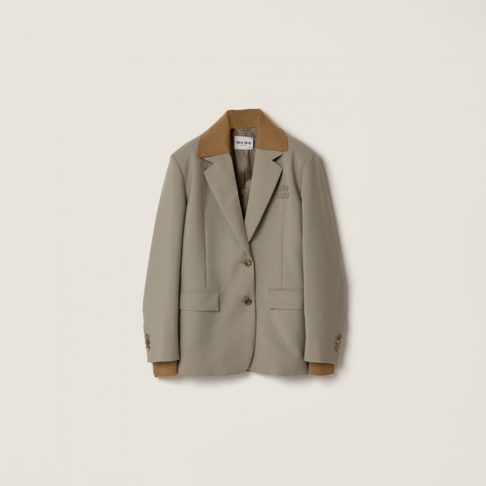 Miu Miu Single-breasted kid mohair jacket Beige