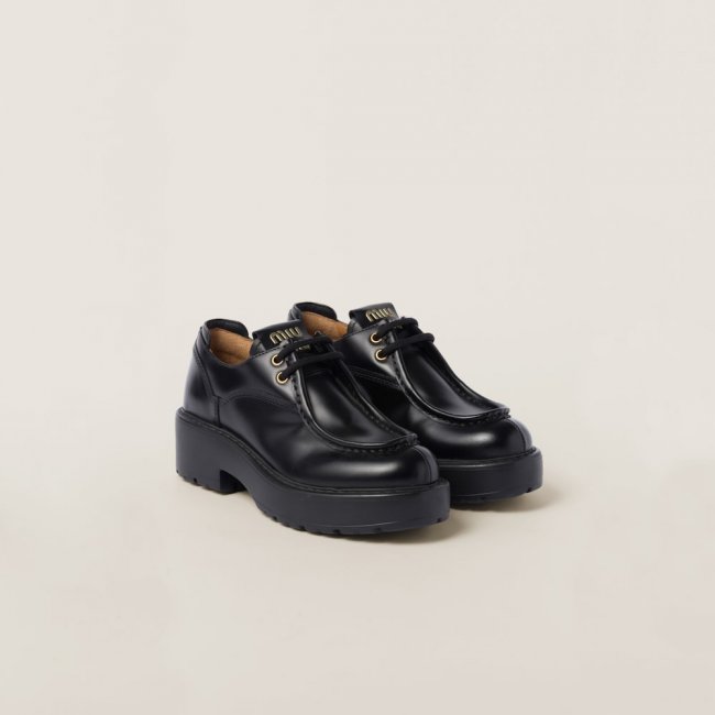 Miu Miu Leather lace-up shoes Black