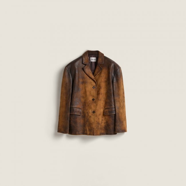 Miu Miu Waxed suede leather jacket Cognac