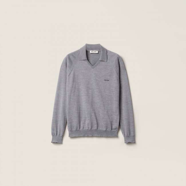 Miu Miu Wool polo sweater Gray / Black