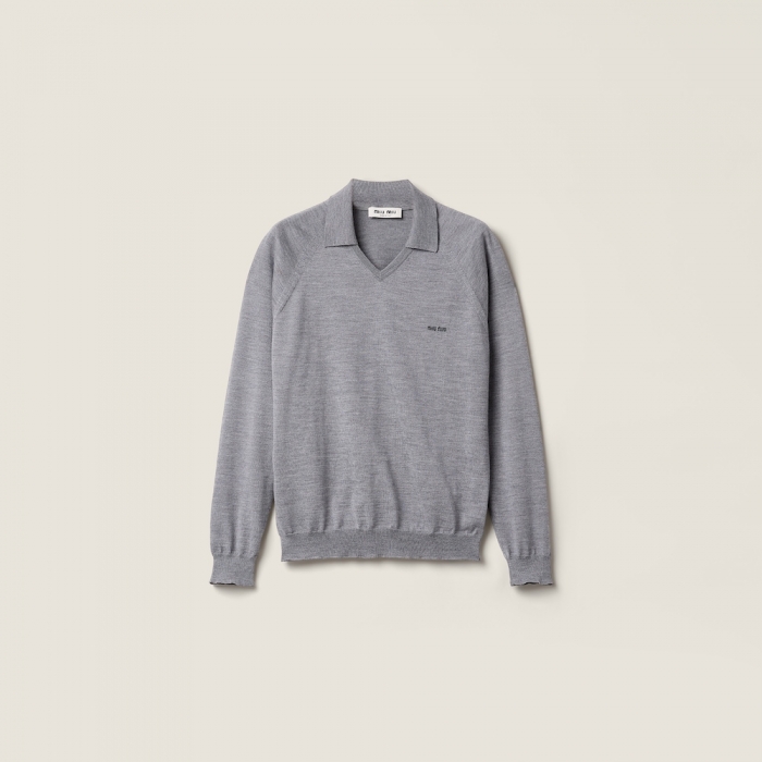 Miu Miu Wool polo sweater Gray / Black