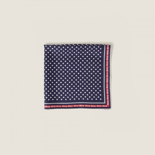 Miu Miu Printed twill scarf - Blue/White