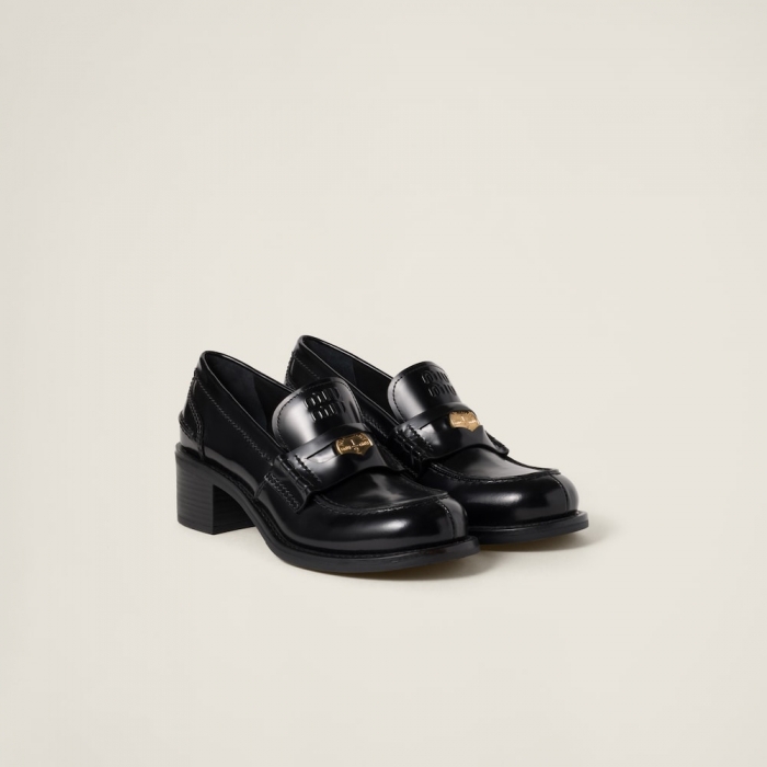 Miu Miu Brushed leather loafers Black